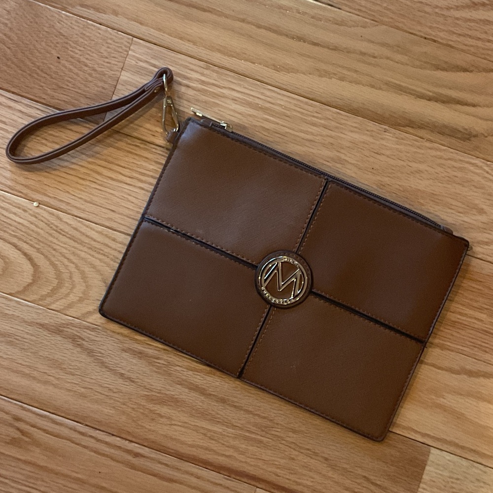 Michael Kors Brown Quilted Wristlet Clutch